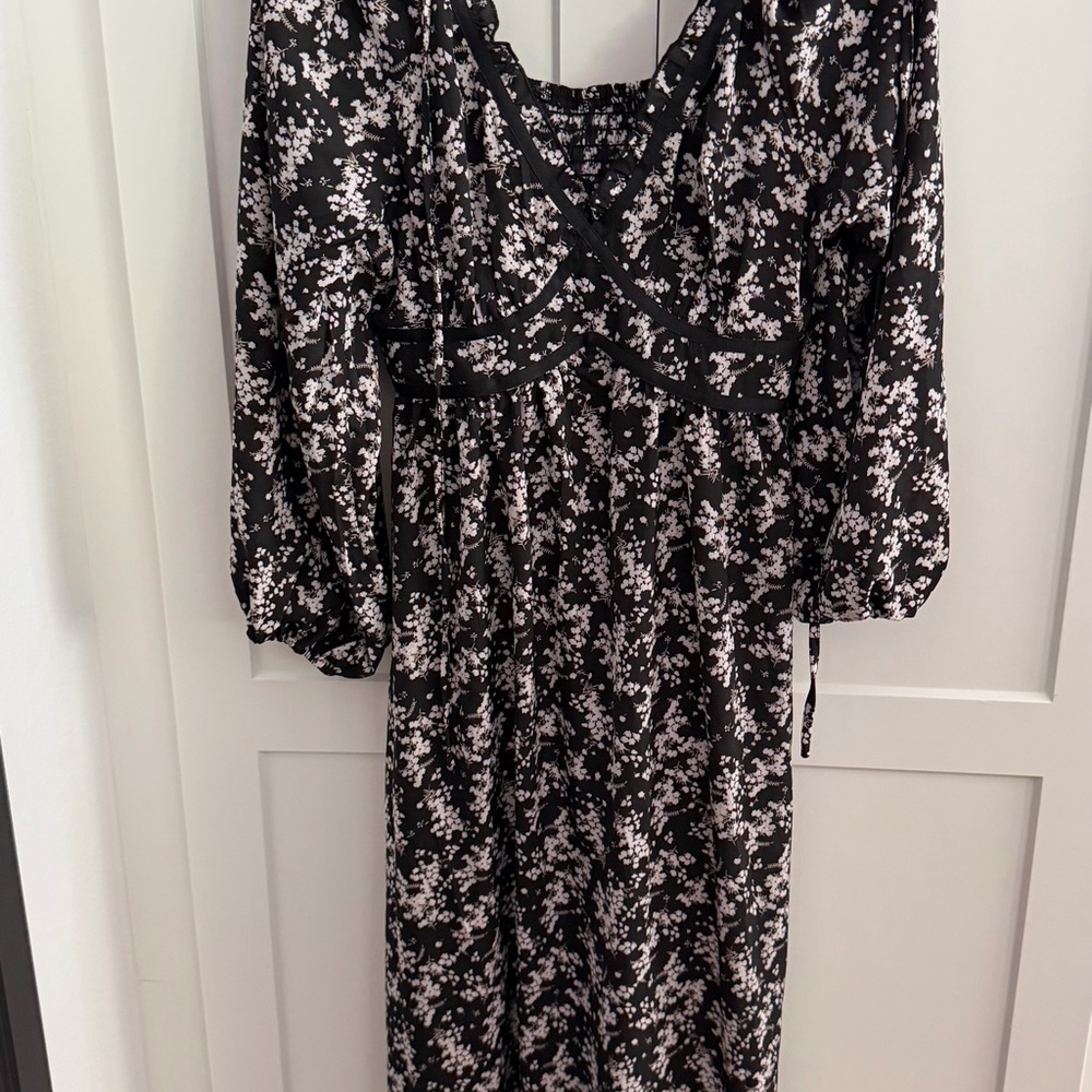 Cupshe Black Long Sleeve Floral Maxi Dress Size Small